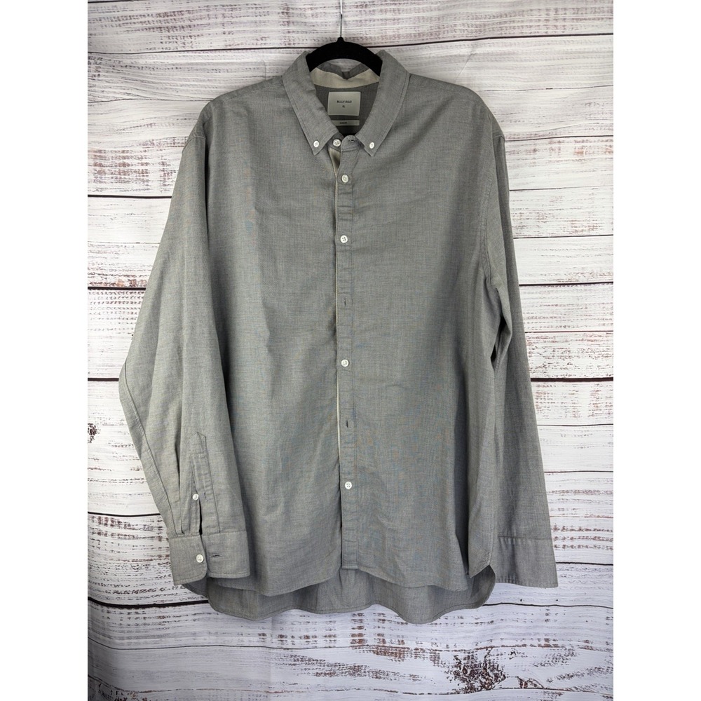 Billy Reid Shirt Mens Standard Cut Gray Grey Long Sleeve Button Down Size XL